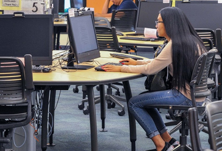 Woman using a computer