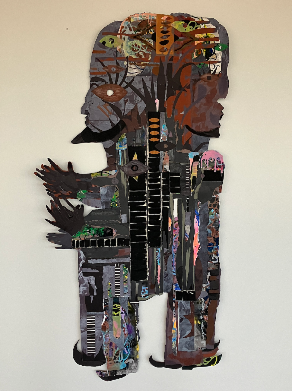 collage image of imaginary figure